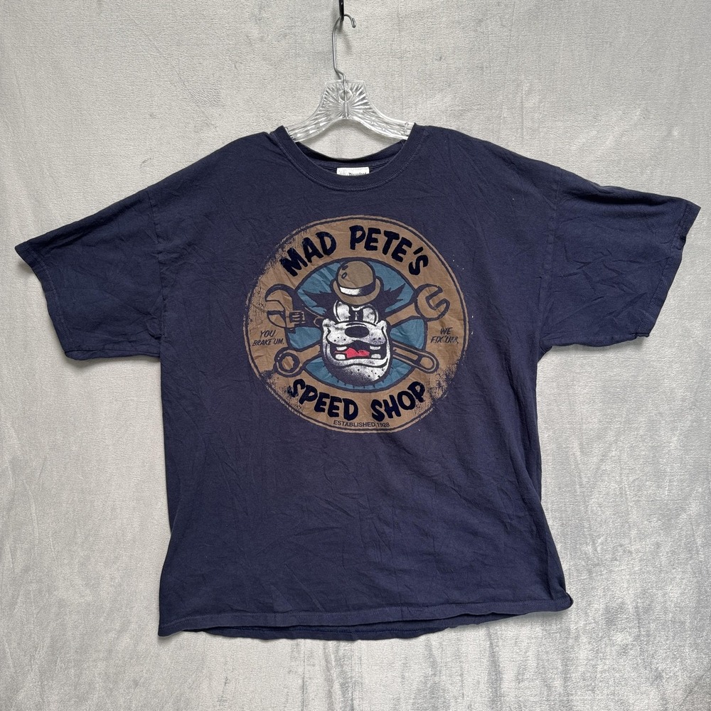 Disneyland Resort Shirt Mens XL Blue Mad Pete's Speed Shop Graphic Tee